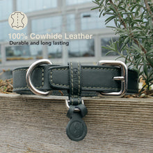 Load image into Gallery viewer, green cowhide leather dog collar
