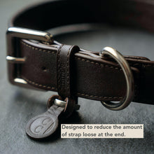 Load image into Gallery viewer, Brown cowhide leather dog collar
