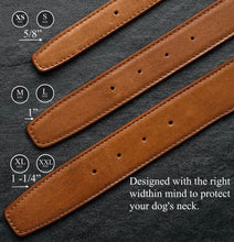 Load image into Gallery viewer, Durable Cognac leather dog collar for dogs
