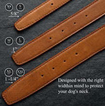 Load image into Gallery viewer, Cognac leather dog collar set for dad
