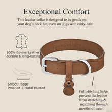 Load image into Gallery viewer, Cognac leather dog collar set 

