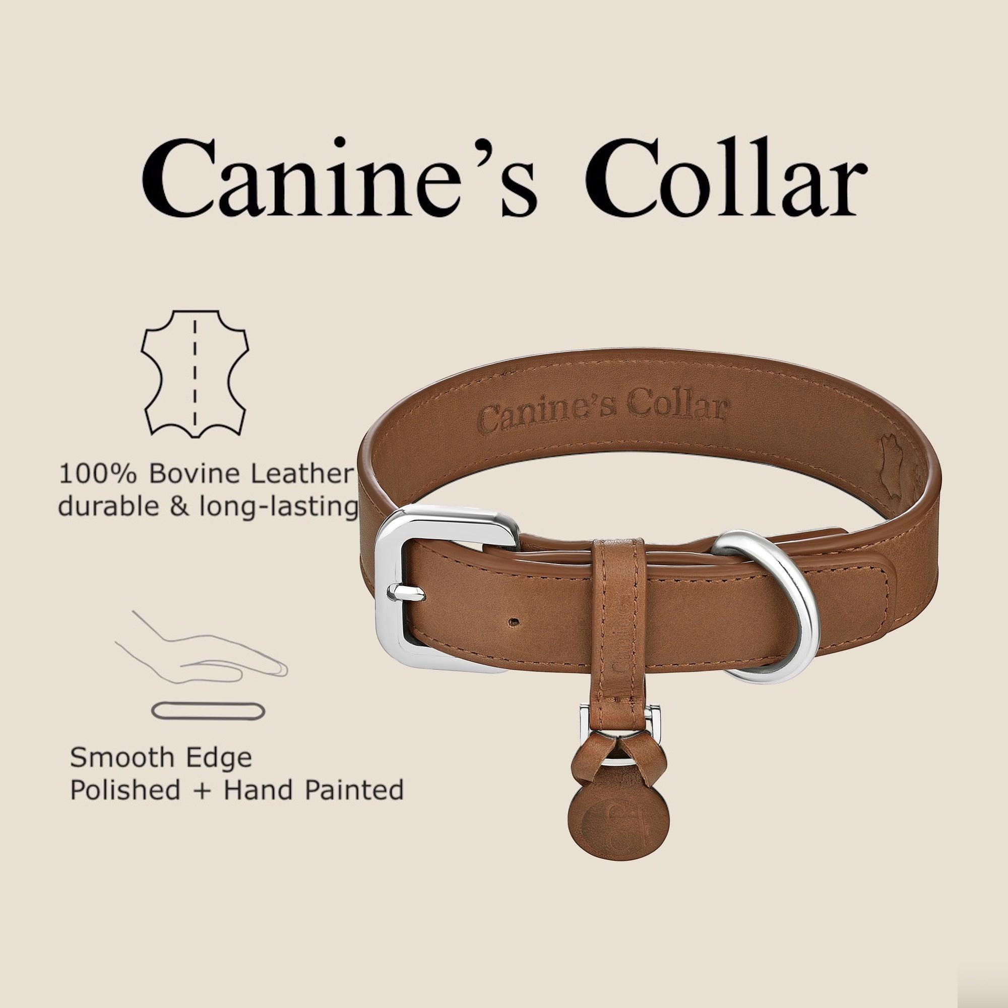Designer-Inspired Adjustable Dog Collar - Luxury Brown Waterproof