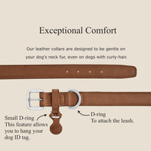 Load image into Gallery viewer, Cognac leather dog collar set 
