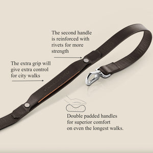 Comfort leather dog leash and collar set 